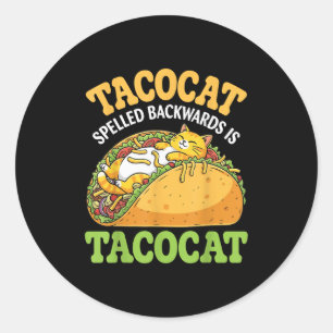 Tacocat achterwaarts gespeld is Tacocat met Schatt Ronde Sticker
