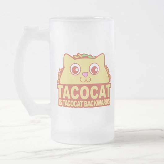 Tacocat Backwards II Frosted Glass Mok (Links)