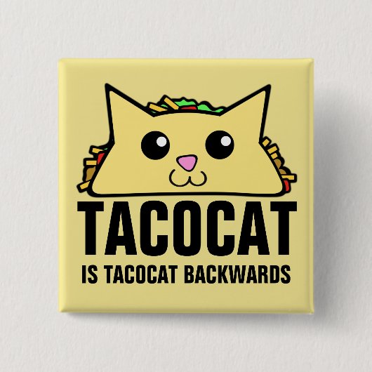 Tacocat Backwards Vierkante Button 5,1 Cm (Voorkant)