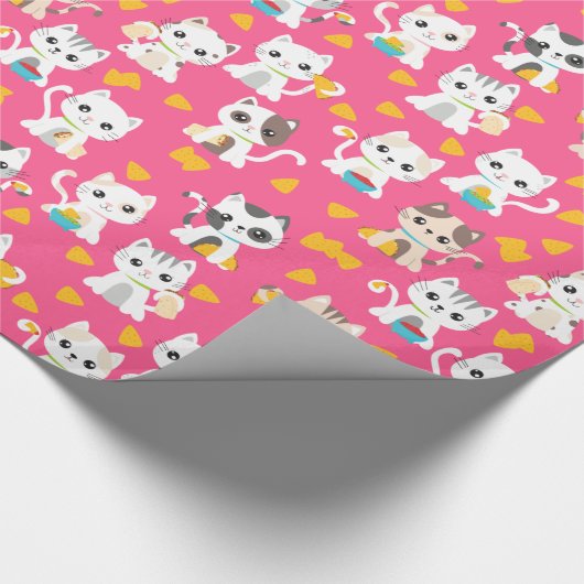 Tacocat Burrito en Taco Cats Cute Pet Cadeaupapier (Hoek)