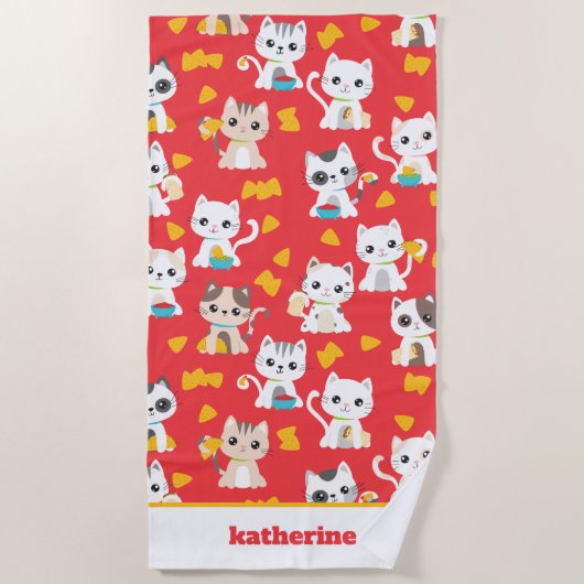 Tacocat Burrito en Taco Cats Personalized Strandlaken (Voorkant)