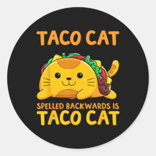 Tacocat gespeld achterwaarts Shirt Taco Cat Cinco  Ronde Sticker