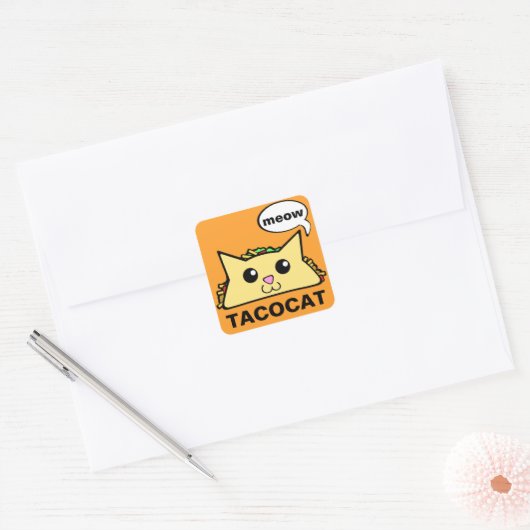 TacoCat Meow Vierkante Sticker (Envelop)