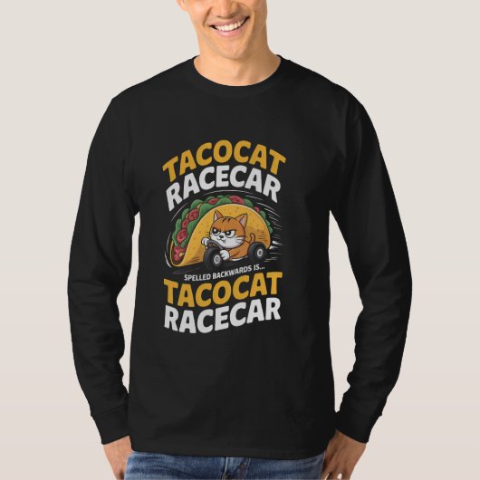 Tacocat Racecar Spelled Backwards Funny Cat Cinco  T-shirt (Voorkant)