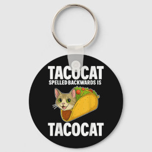 Tacocat Spelde Achterwaarts Funny Cat Gifts Mannen Sleutelhanger