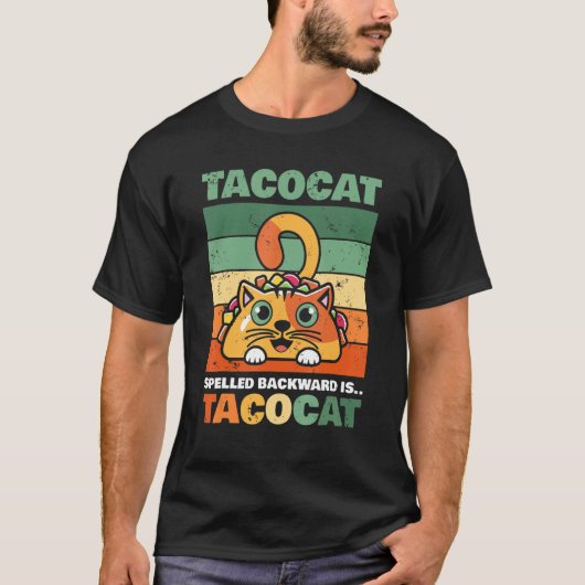 Tacocat Spelde Backward is tacocat I Love Cat and T-shirt (Voorkant)