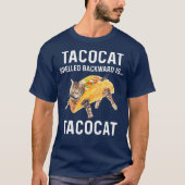 Tacocat Spelde Backward is tacocat Love Cat T-shirt (Voorkant)
