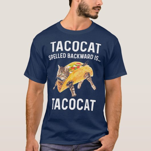 Tacocat Spelde Backward is tacocat Love Cat T-shirt (Voorkant)