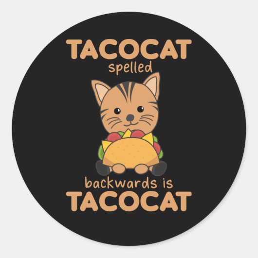 Tacocat Spelde Backwards is tacoat - Love Ronde Sticker (Voorkant)
