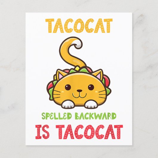 Tacocat Spelled Backwards Is Tacocat Funny Cat Flyer (Voorkant)