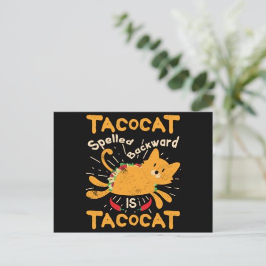 Tacocat Spelling Backwards Cinco de Mayo Cat Taco Briefkaart (Staand voorkant)