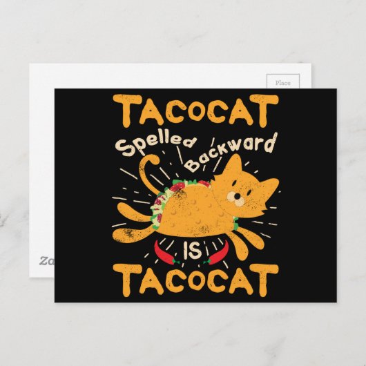 Tacocat Spelling Backwards Cinco de Mayo Cat Taco Briefkaart (Voorkant / Achterkant)