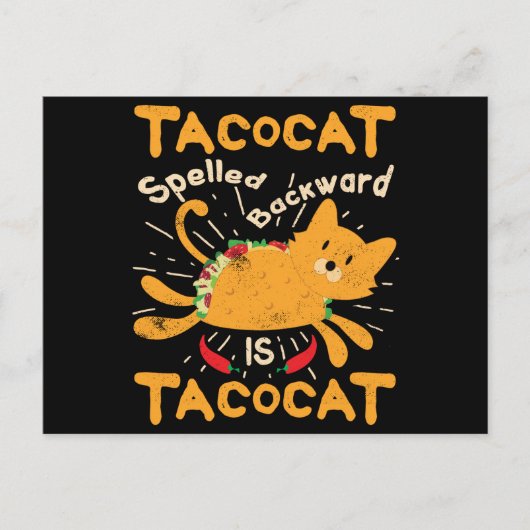 Tacocat Spelling Backwards Cinco de Mayo Cat Taco Briefkaart (Voorkant)