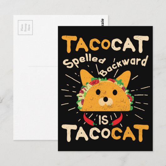Tacocat Spelling Backwards Cinco de Mayo Cat Taco Briefkaart (Voorkant / Achterkant)