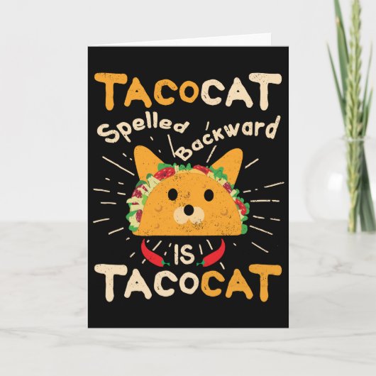 Tacocat Spelling Backwards Cinco de Mayo Cat Taco Kaart (Voorkant)