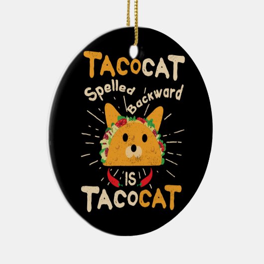 Tacocat Spelling Backwards Cinco de Mayo Cat Taco Keramisch Ornament (Rechts)
