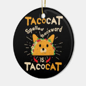 Tacocat Spelling Backwards Cinco de Mayo Cat Taco Keramisch Ornament (Links)