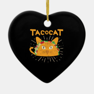Tacocat Spelling Backwards is Tacocat Cat Taco Keramisch Ornament