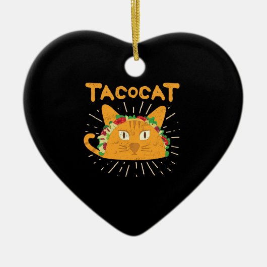 Tacocat Spelling Backwards is Tacocat Cat Taco Keramisch Ornament (Voorkant)