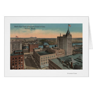 Tacoma, WA - Bird's Eye Uitzicht of Downtown