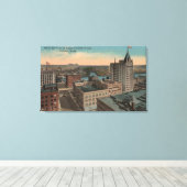 Tacoma, WA - Bird's Eye Uitzicht of Downtown Canvas Afdruk (Insitu (Houten vloer))