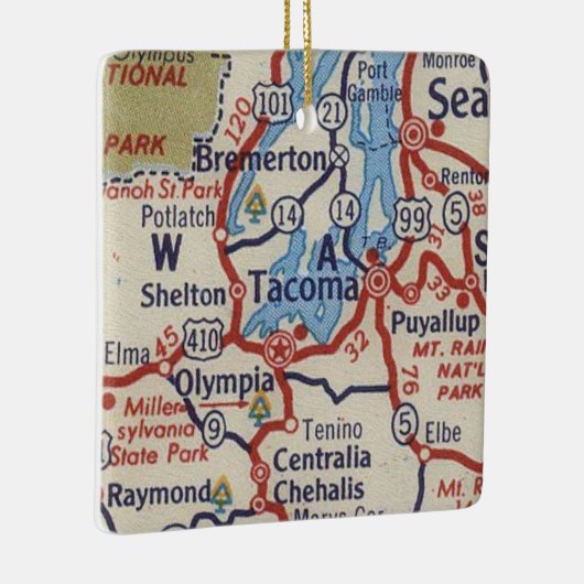 Tacoma WA  Map Keramisch Ornament (Rechts)
