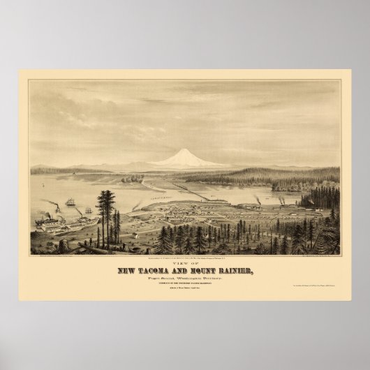 Tacoma, WA Panorama - 1878 Poster (Voorkant)