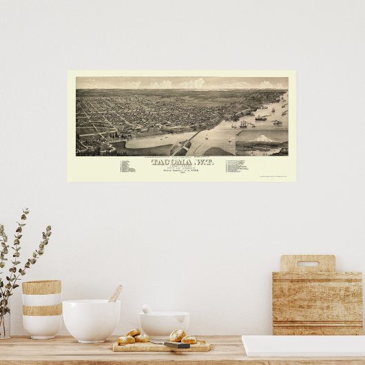 Tacoma, WA Panorama - 1884 Poster (Keuken)