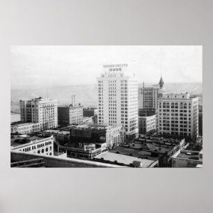 Tacoma, WA Skyline Uitzicht van Winthrop Hotel Poster