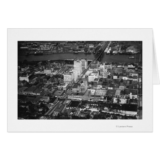 Tacoma, WA Uitzicht Business District van Air (Voorkant Horizontaal)