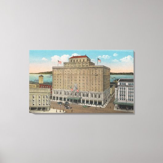 Tacoma, WA - Uitzicht van Hotel Winthrop Canvas Afdruk (Voorkant)