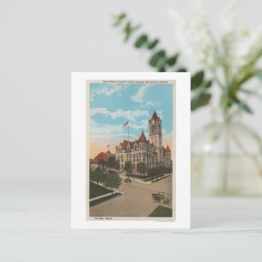 Tacoma, WA - Uitzicht van Pierce County Court Hous Briefkaart (Staand voorkant)