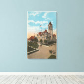 Tacoma, WA - Uitzicht van Pierce County Court Hous Canvas Afdruk (Insitu (Houten vloer))