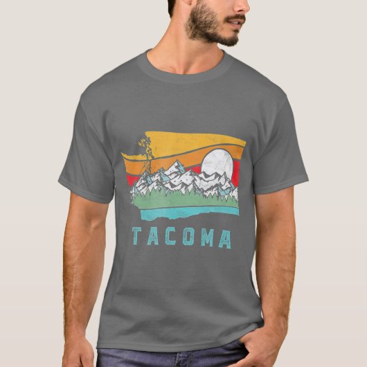 Tacoma Washington buitenshuis Retro Mountains T-shirt (Voorkant)