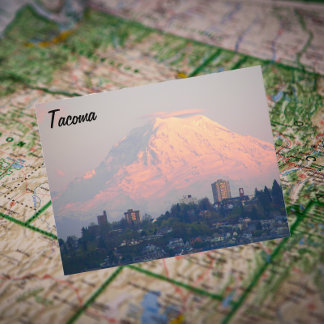 Tacoma, Washington en Mount Rainier Travel Briefkaart