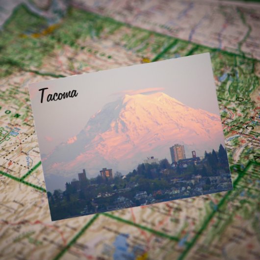 Tacoma, Washington en Mount Rainier Travel Briefkaart