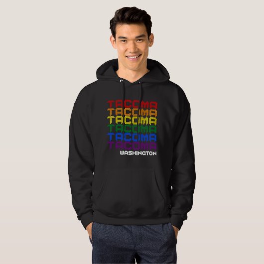 Tacoma Washington Gay Pride Rainbow Flag City Hoodie (Voorkant volledig)