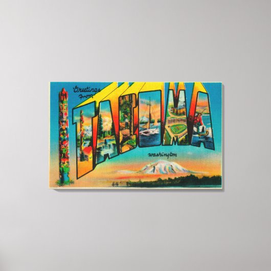 Tacoma, Washington - Grote lettertjes Canvas Afdruk (Voorkant)