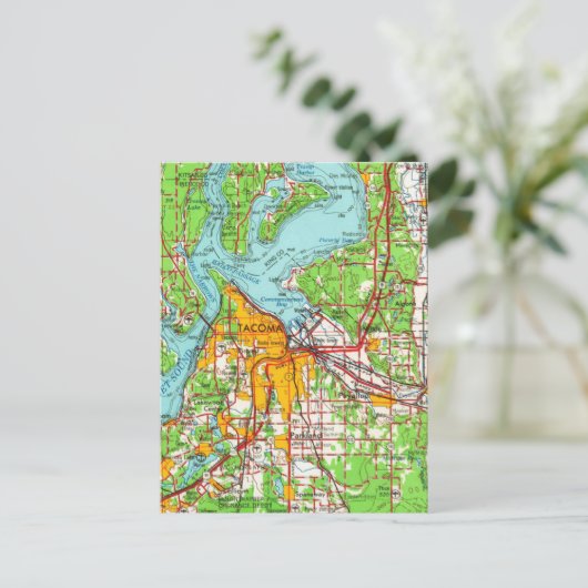 Tacoma Washington kaart (Staand voorkant)