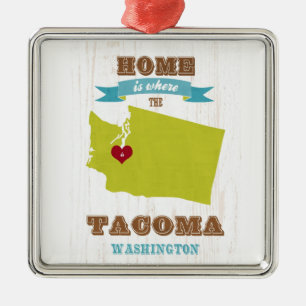 Tacoma, Washington Map - Home is waar het hart lig Metalen Ornament