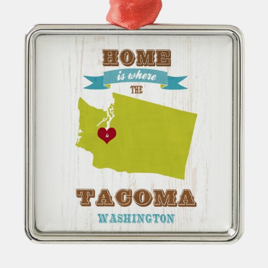 Tacoma, Washington Map - Home is waar het hart lig Metalen Ornament (Voorkant)