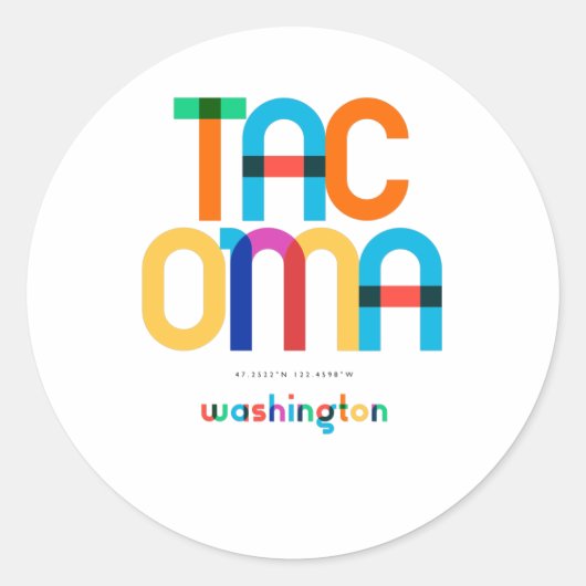 Tacoma Washington Mid Century, Pop Art, Ronde Sticker (Voorkant)