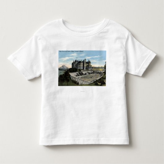 Tacoma, Washington - Uitzicht van de middelbare sc Kinder Shirts (Voorkant)