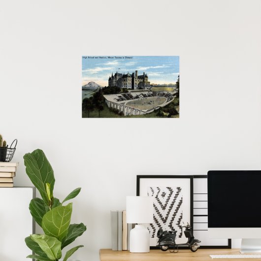 Tacoma, Washington - Uitzicht van de middelbare sc Poster (Thuiskantoor)