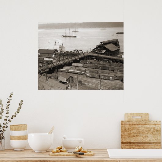 Tacoma Waterfront van Stadium Way 1899 Poster (Keuken)