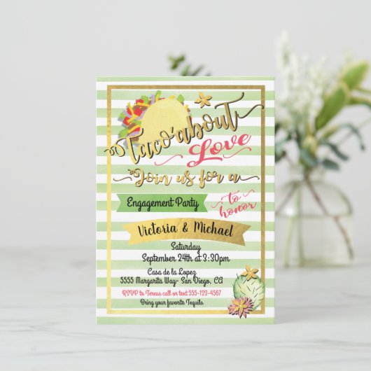 Taco'over Liefde Mexicaans feest Koppel bruidsbad Kaart (Staand voorkant)