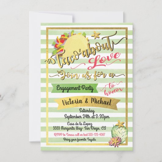 Taco'over Liefde Mexicaans feest Koppel bruidsbad Kaart (Voorkant)