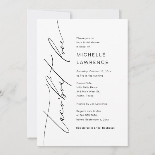 Taco'over liefde, Vrijgezellenfeest feestviering Kaart (Voorkant)