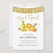 Tacos and Tequila Fiesta Birthday Invitation Kaart (Voorkant)