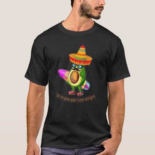 Tacos avocado tijd amigos sunshine skis t-shirt (Voorkant)